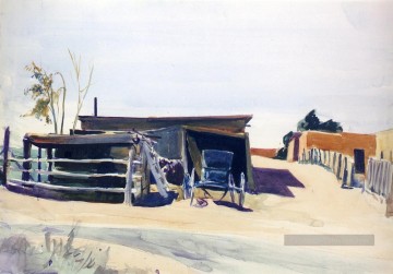  Hopper Art - adobes et hangar nouveau mexique Edward Hopper